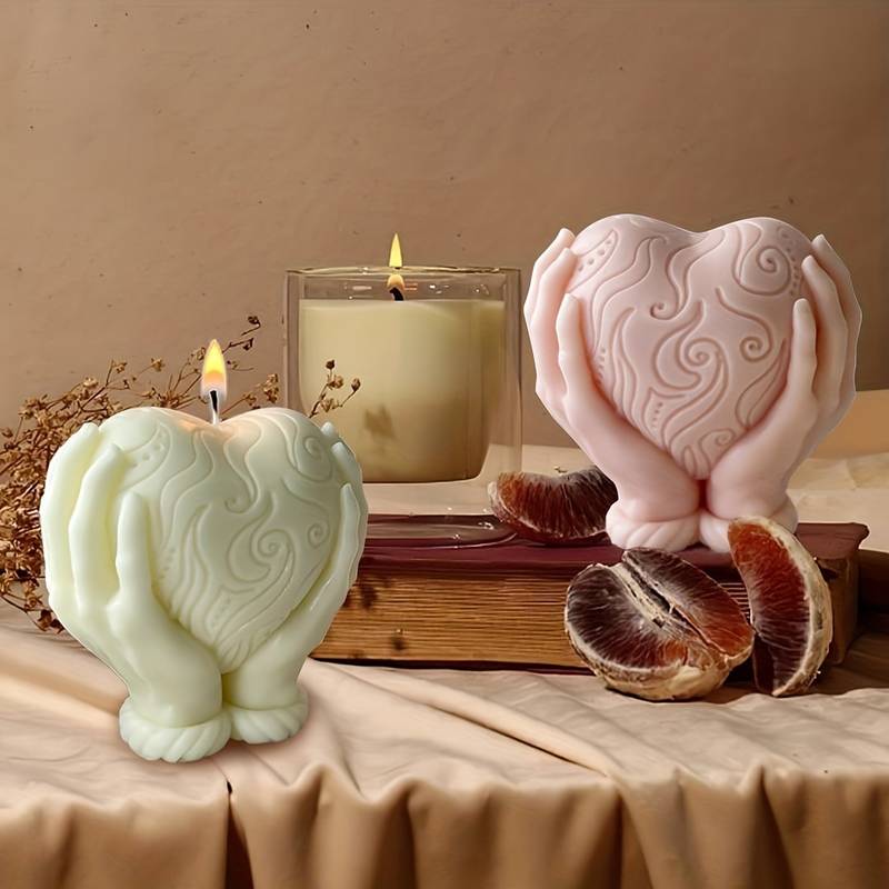 3d Hand Holding Heart Candle Mold Heart Silicone Molds 3d - Temu